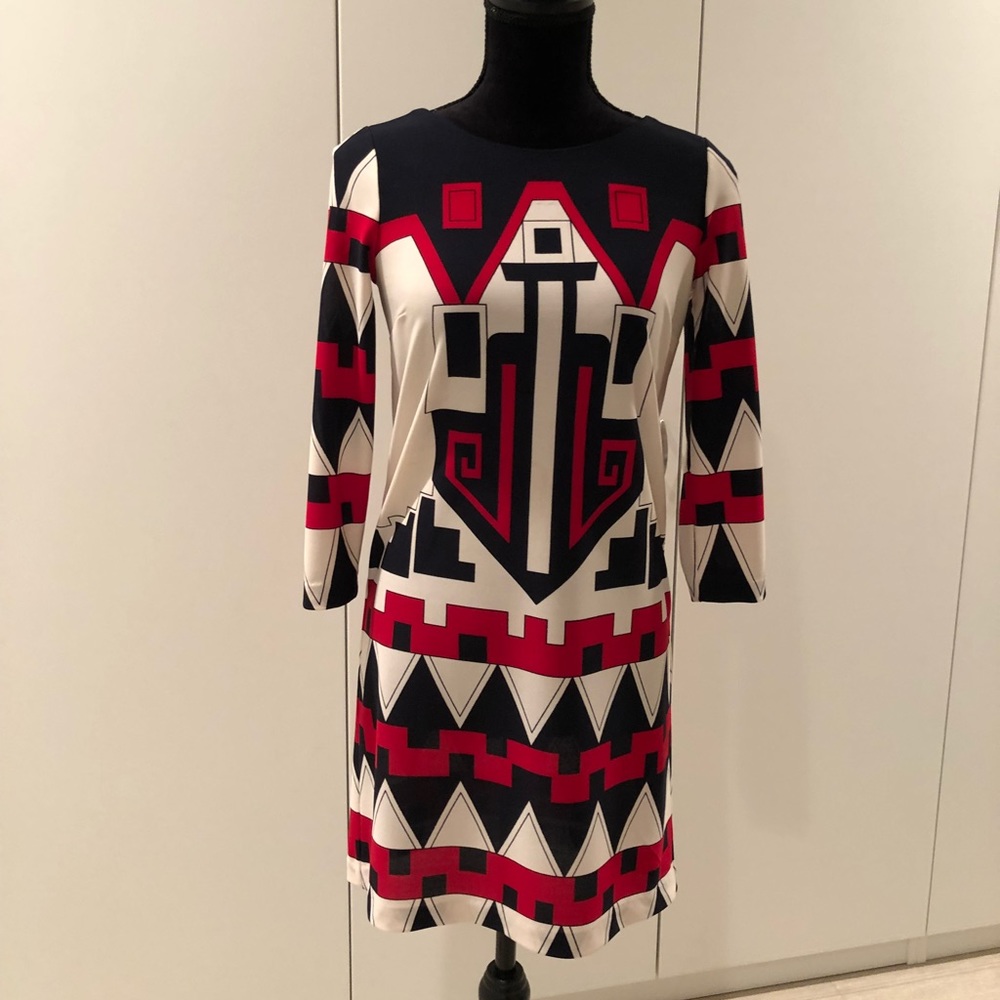 Tibi colorful print 3/4 sleeves soft dress. Sz XS